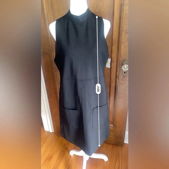 Mango MNG Sustainable Viscose Black Sleeveless Dress Pockets Size M Zipper Back - Picture 2 of 9